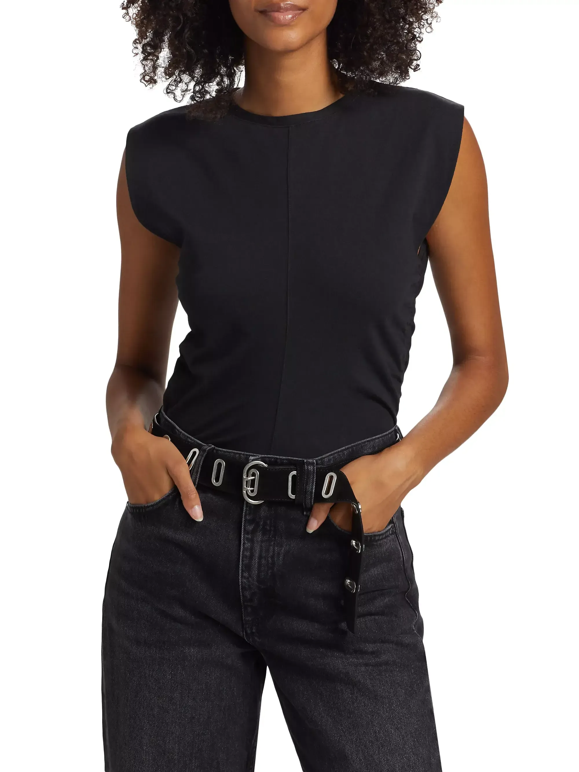 Rag & Bone - Juliet Shirred SS Tee in Black